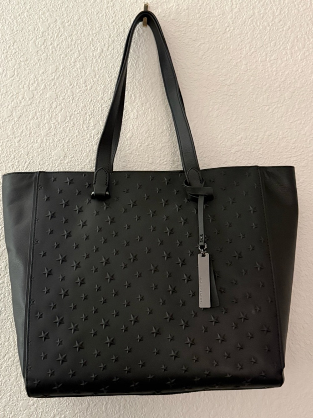 Vince Camuto Black Star-Embossed Tote Bag